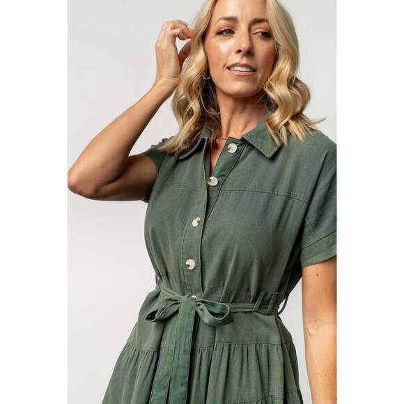 Baltic Born Logan Button Up Dress | Green Size MM - Picture 3 of 5
